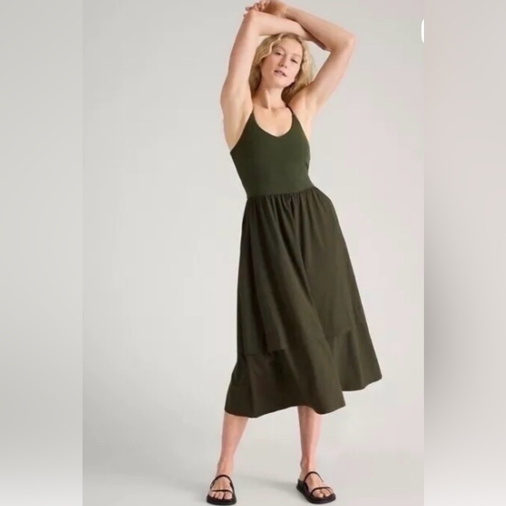 Athleta Olive Green Strappy Midi Dress